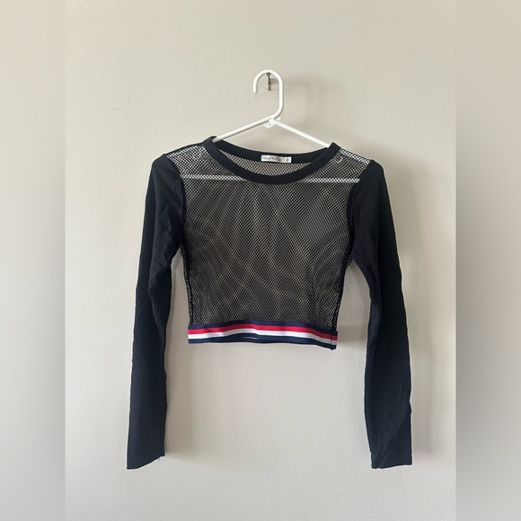 Heart & Hips Tops - Women’s Heart & Hips black netted net shirt S